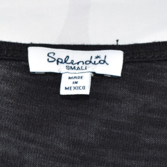 Splendid Nordstrom Crewneck Slub Jersey Tee Long Sleeves Black Size Small - Picture 6 of 9